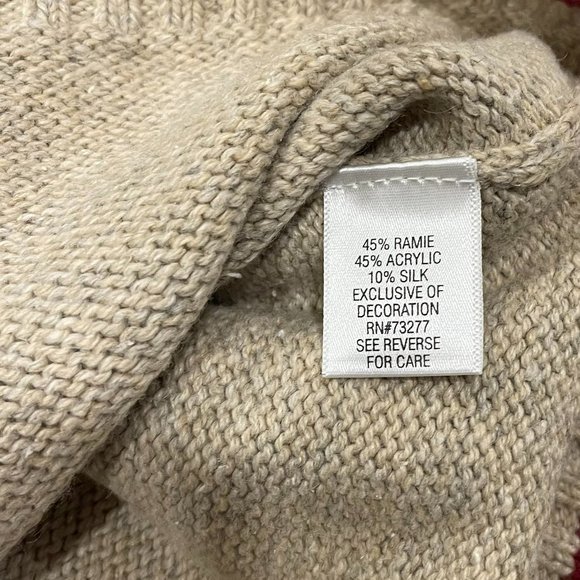 NWOT Croft & Barrow Silk Blend Embroidered Cardinal Full-Zip Cardigan, Size L - Picture 5 of 5